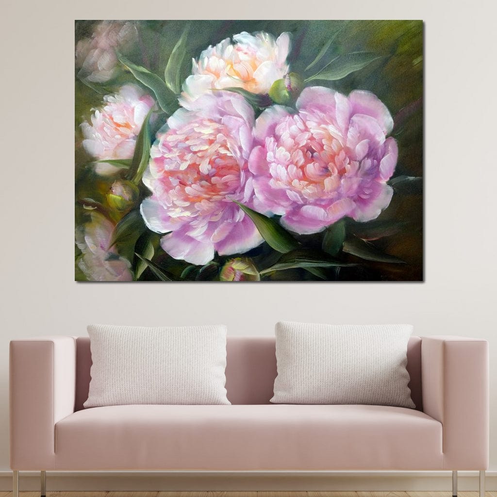Blooming Peonies Canvas Wall Art