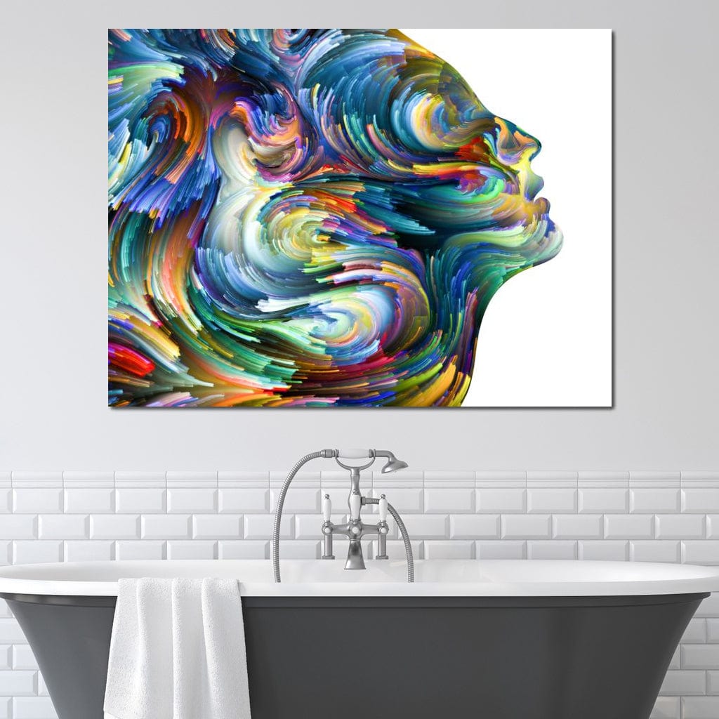 Colored Visage Profile Canvas Wall Art