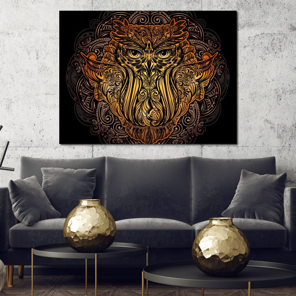 Golden Owl Canvas Wall Art