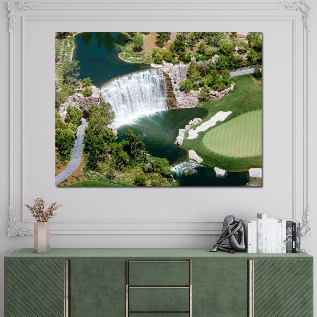 Waterfall on Golf Course Canvas Wall Art