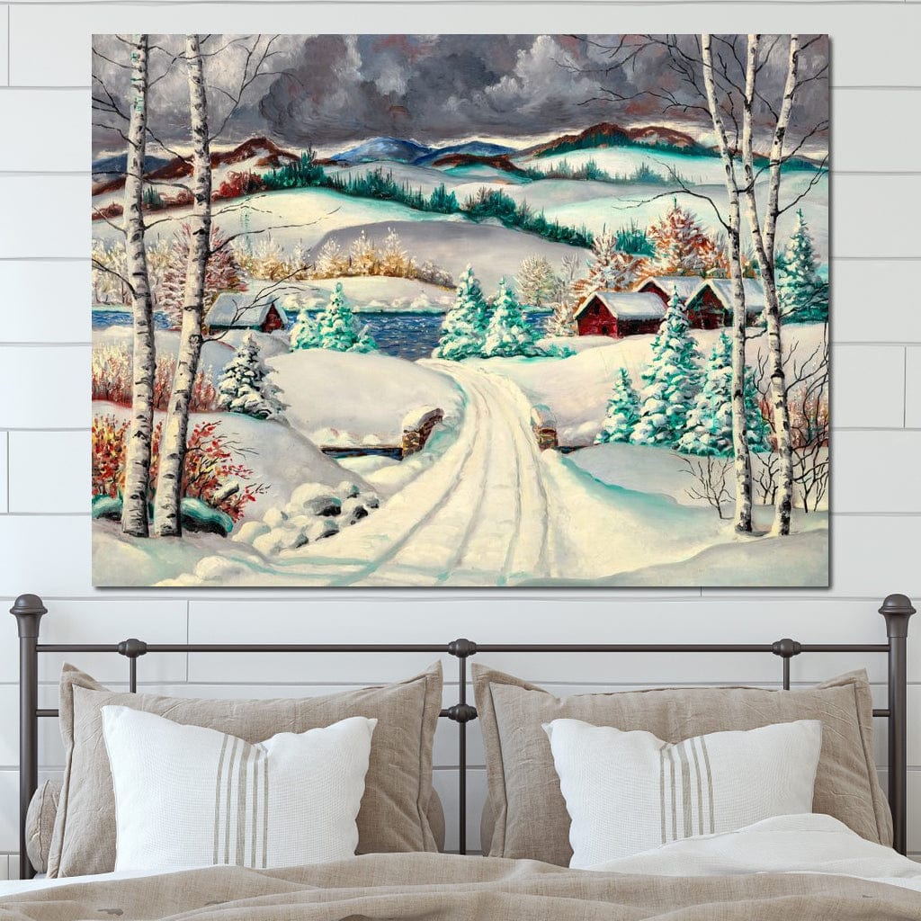 Rural Winter Landscape Canvas Wall Art