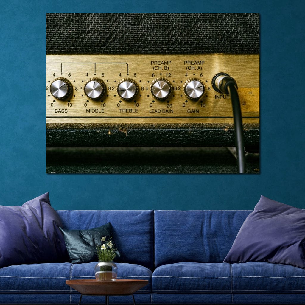 Vintage Electric Guitar Amplifier Canvas Wall Art