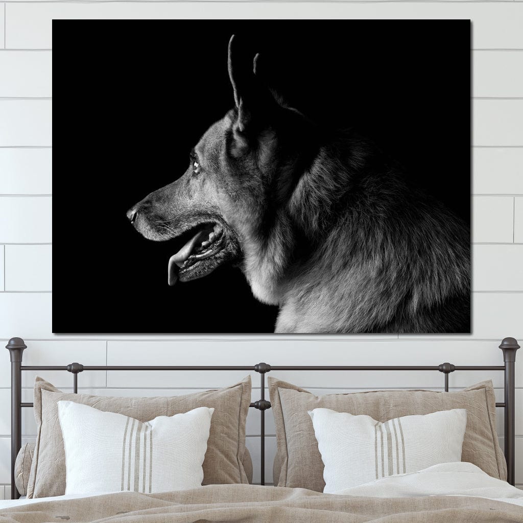 Black and White German Shepherd Canvas Wall Art