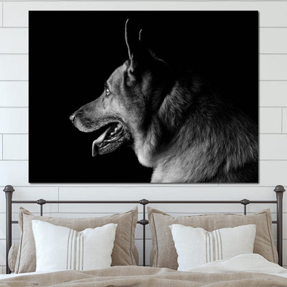 Black and White German Shepherd Canvas Wall Art