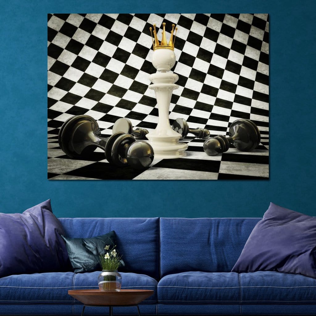 Chessboard King Canvas Wall Art