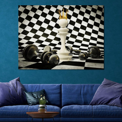 Chessboard King Canvas Wall Art