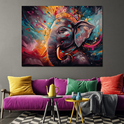 Ganesh Color Splash Canvas Wall Art