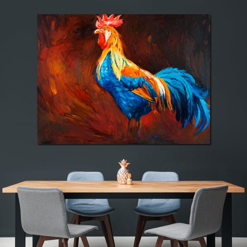 Blue Rooster Canvas Wall Art