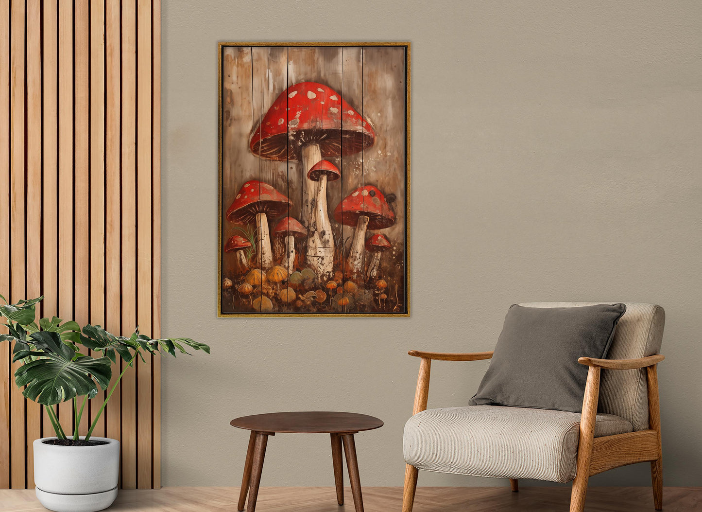 Mushrooms Canvas Print – Abstract Mushroom Art on Gallery Wrapped Cotton Canvas, Ready to Hang