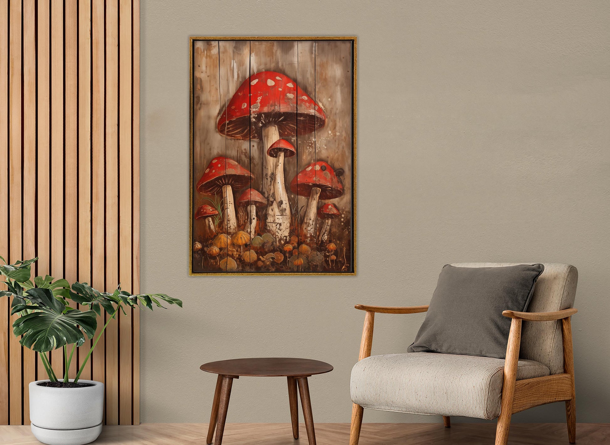 Mushrooms Canvas Print – Abstract Mushroom Art on Gallery Wrapped Cotton Canvas, Ready to Hang