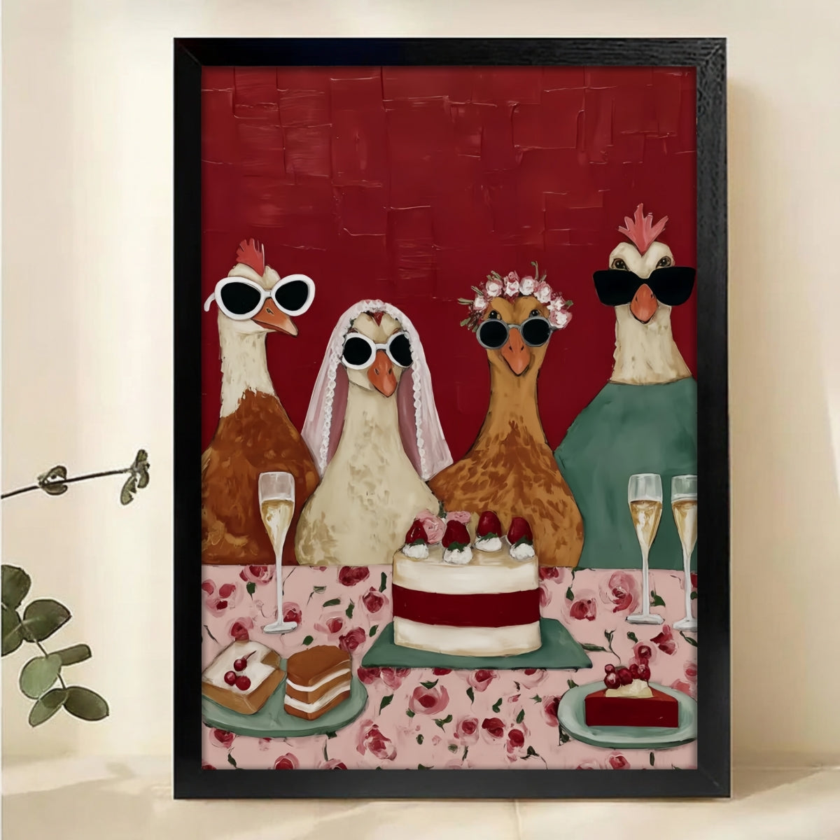 Ducks in Sunglasses Party Canvas Art - Whimsical Kitchen Wall Decor