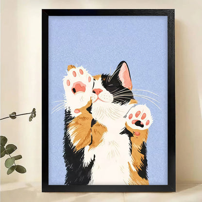 Cute Calico Cat Paws Up Wall Art - Adorable Kitten Print