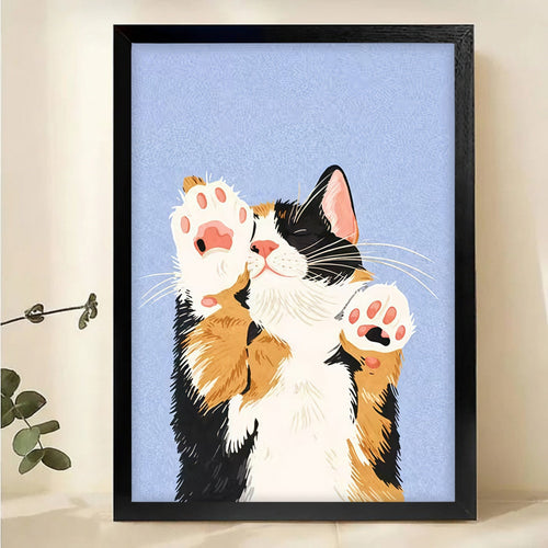 Cute Calico Cat Paws Up Wall Art - Adorable Kitten Print