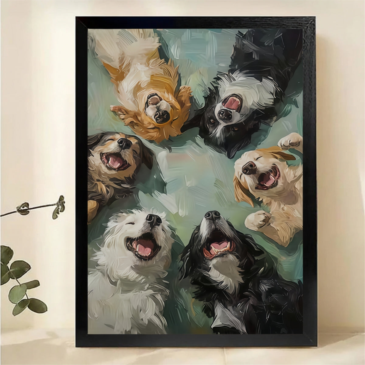 Six Happy Dogs Wall Art - Cute Pet Portrait Canvas Print