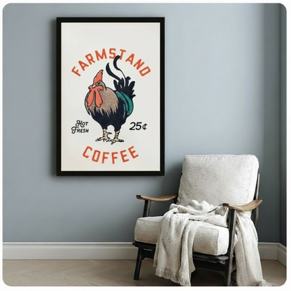 Farmstand Coffee Rooster Retro Canvas Wall Art