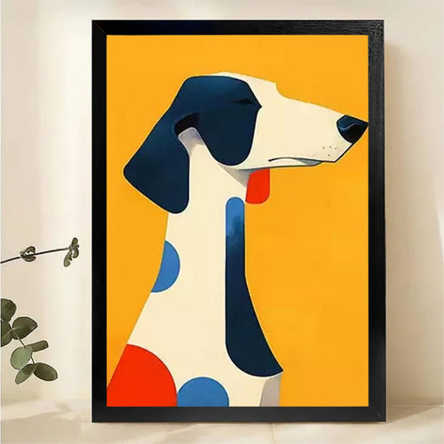 Abstract Dog Portrait Wall Art – Bold Bauhaus Canvas Print