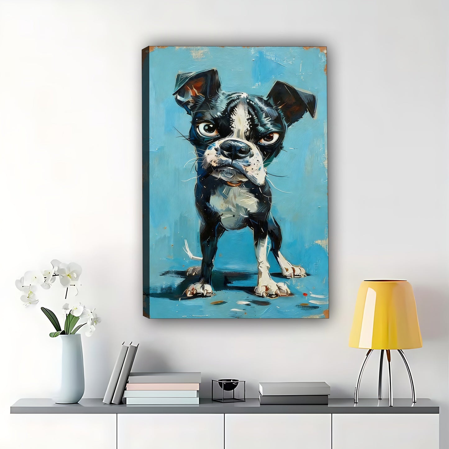 Boston Terrier Brick Wall Canvas-Rustic Pet Wall Art