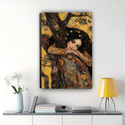 Woman Under Tree Art Print | Art Nouveau Floral Wall Art