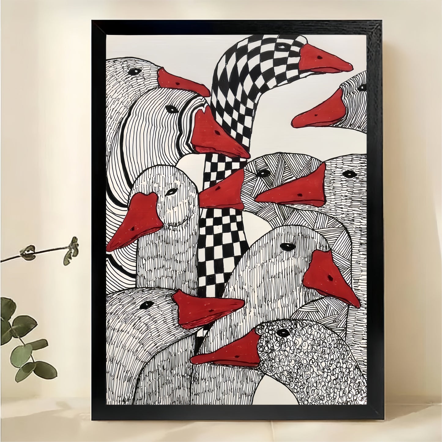 Geese Pattern Wall Art - Modern Graphic Design Print