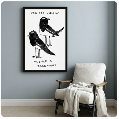 One For Sorrow Magpie Funny Quote Canvas Print