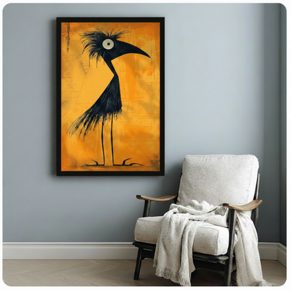 Abstract Black Bird Canvas Wall Art | Minimalist