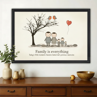 Family is Everything Wall Art – Heartwarming Minimalist Canvas Print on Natural Wood Frame