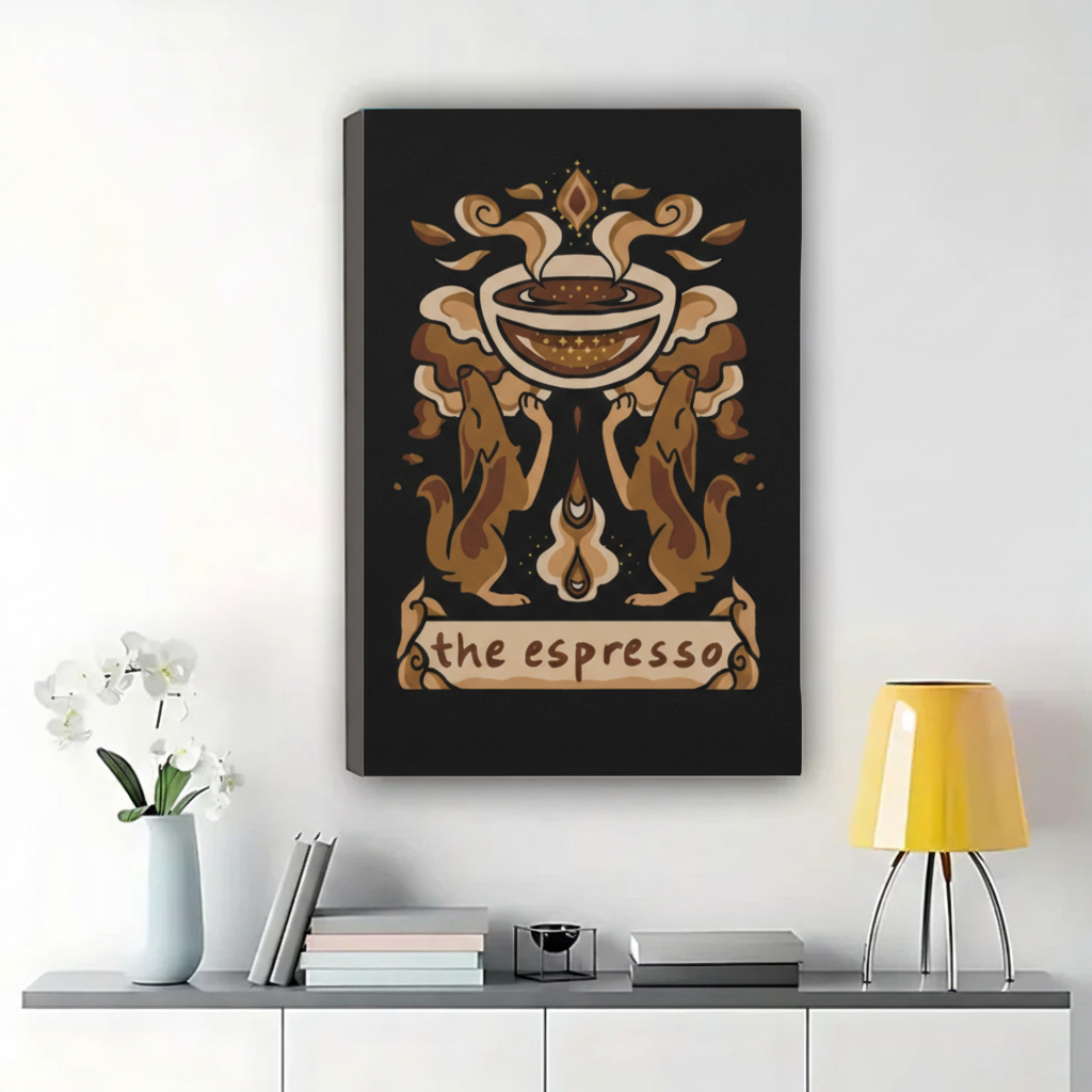 The Espresso Vintage Heraldry Wall Art – Retro Coffee Animal Framed Canvas Print