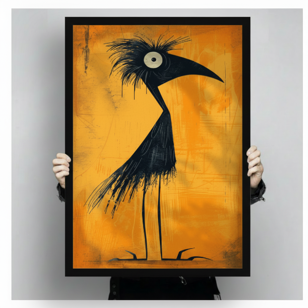 Abstract Black Bird Canvas Wall Art | Minimalist