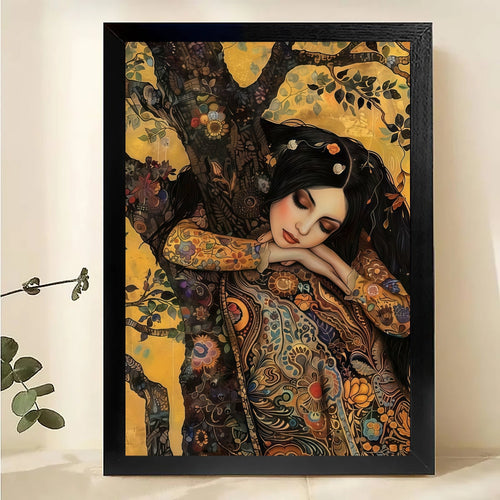 Woman Under Tree Art Print | Art Nouveau Floral Wall Art