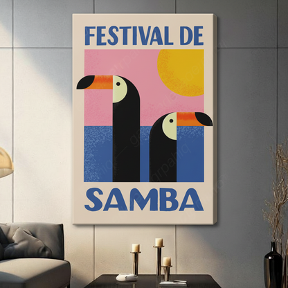 Festival de Samba Toucan Canvas Wall Art – Retro Poster