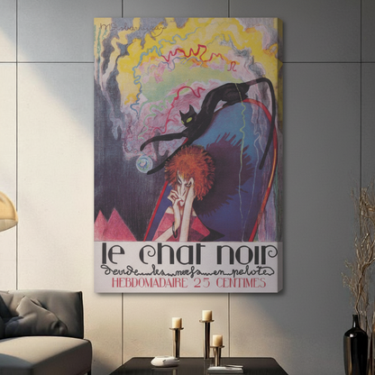 Le Chat Noir Art Nouveau Black Cat Canvas Print