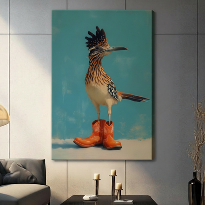 Roadrunner in Cowboy Boots Canvas Wall Art