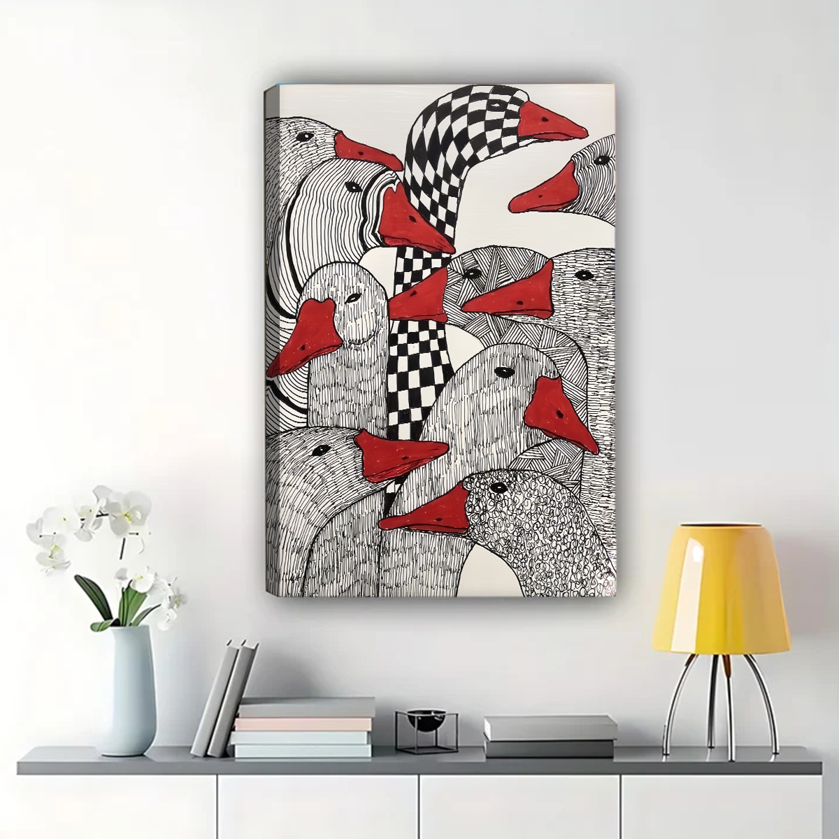 Geese Pattern Wall Art - Modern Graphic Design Print