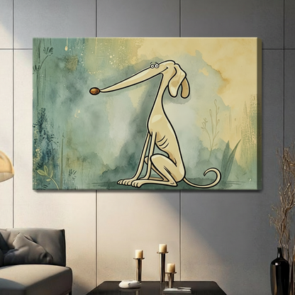 Funny Long-Nose Dog Watercolor Canvas Art Wall Art