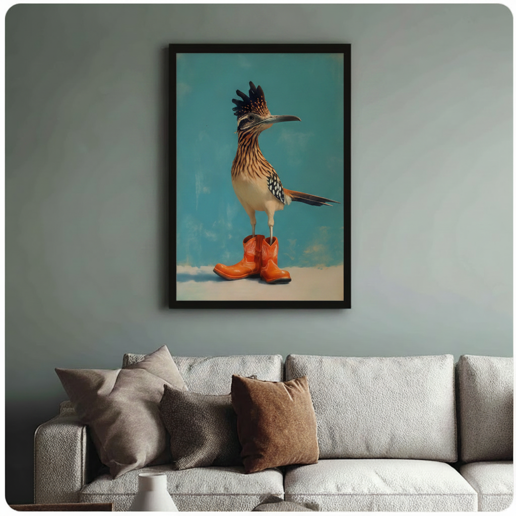 Roadrunner in Cowboy Boots Canvas Wall Art