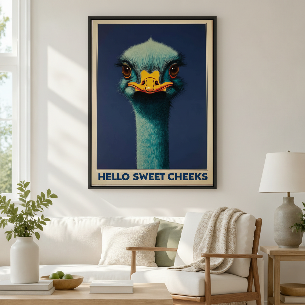 Hello Sweet Cheeks Ostrich Funny Vintage Canvas Print