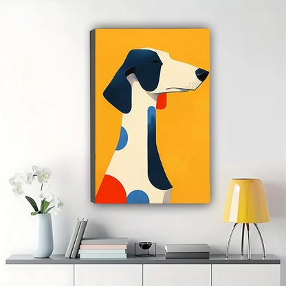 Abstract Dog Portrait Wall Art – Bold Bauhaus Canvas Print