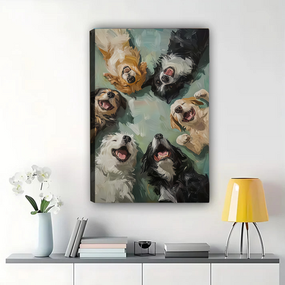 Six Happy Dogs Wall Art - Cute Pet Portrait Canvas Print