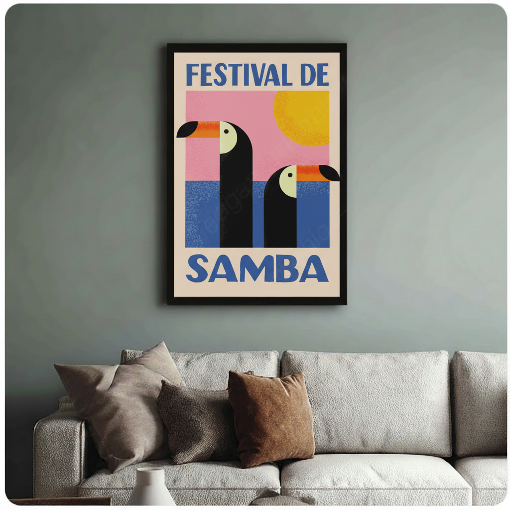 Festival de Samba Toucan Canvas Wall Art – Retro Poster
