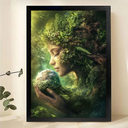 Mother Earth Gaia Wall Art - Nature Goddess Fantasy Print