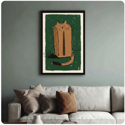 Quirky Square Cat Canvas Wall Art Print