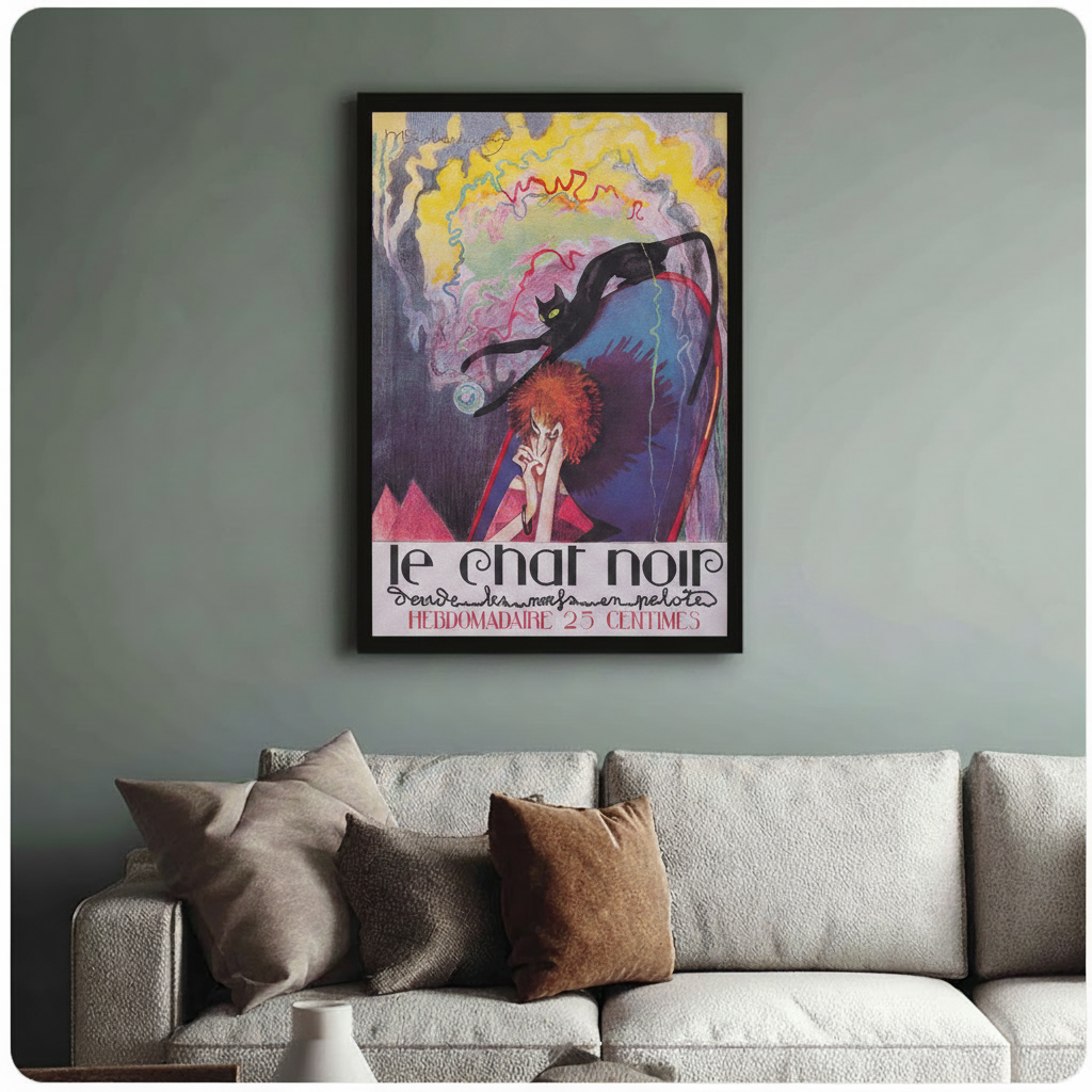 Le Chat Noir Art Nouveau Black Cat Canvas Print