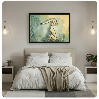 Funny Long-Nose Dog Watercolor Canvas Art Wall Art