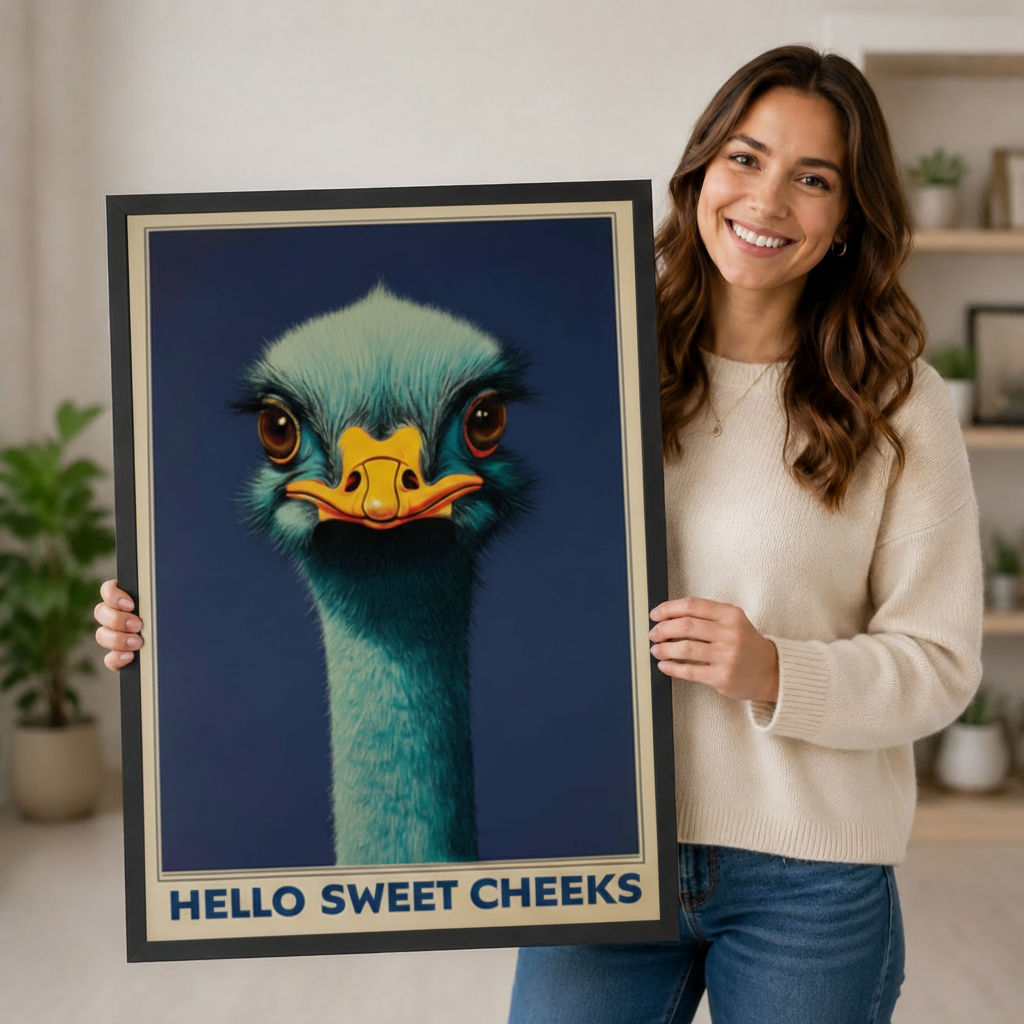 Hello Sweet Cheeks Ostrich Funny Vintage Canvas Print