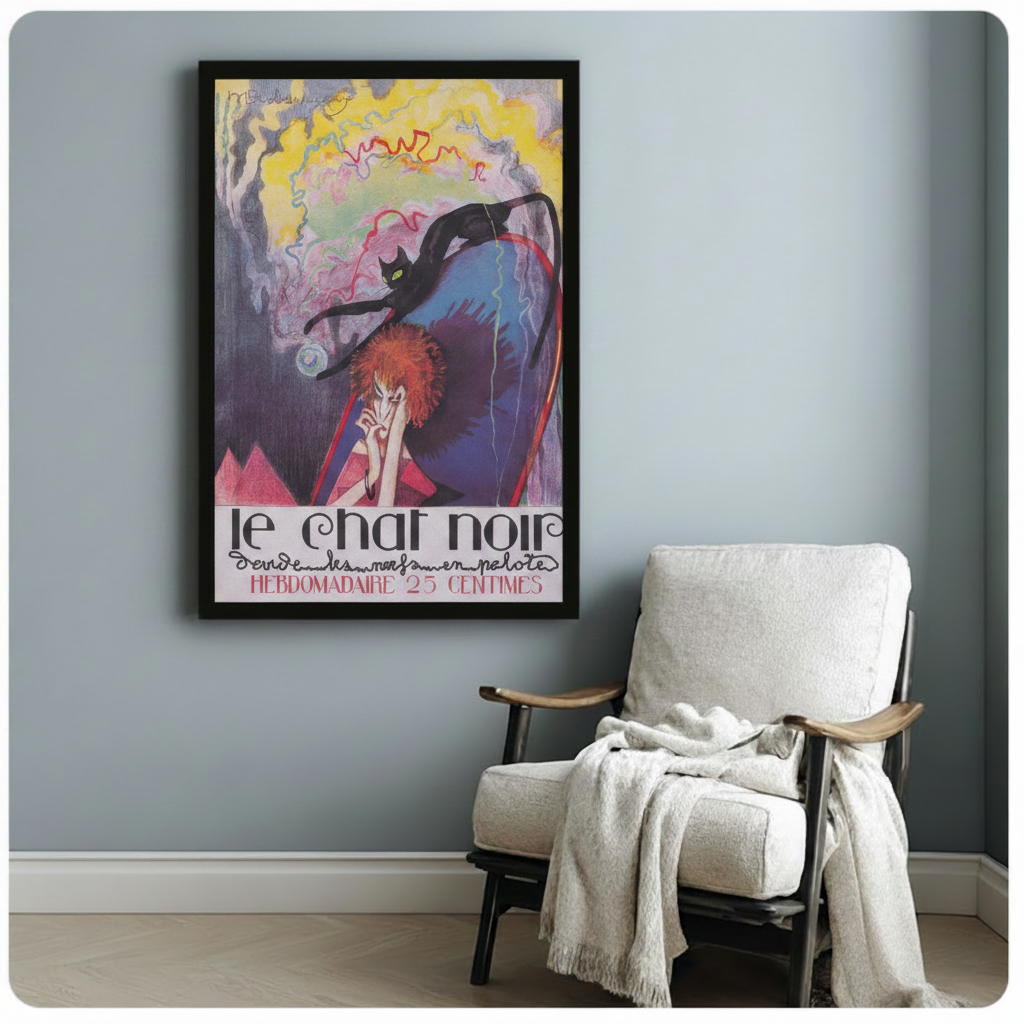 Le Chat Noir Art Nouveau Black Cat Canvas Print