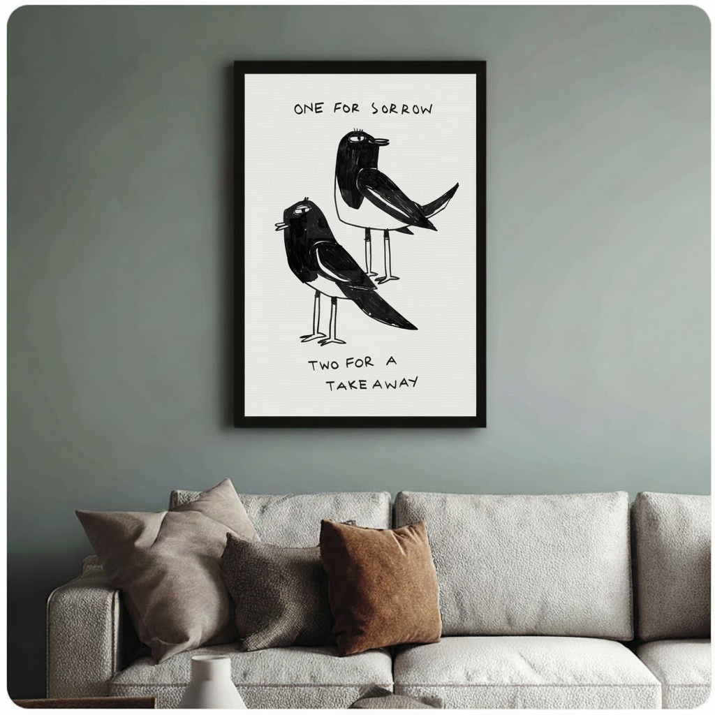One For Sorrow Magpie Funny Quote Canvas Print