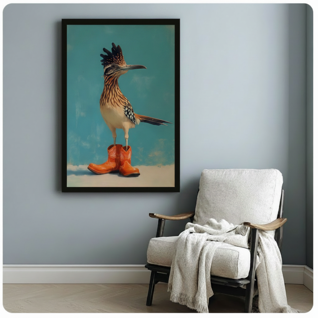 Roadrunner in Cowboy Boots Canvas Wall Art