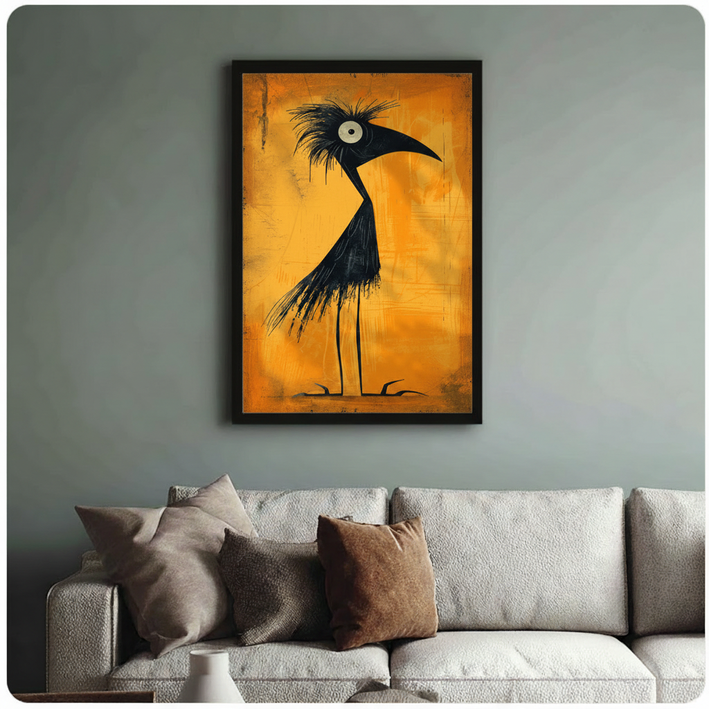 Abstract Black Bird Canvas Wall Art | Minimalist