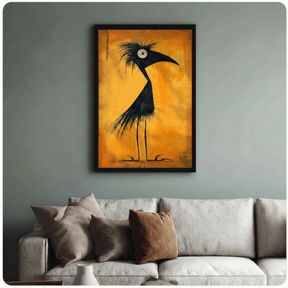 Abstract Black Bird Canvas Wall Art | Minimalist