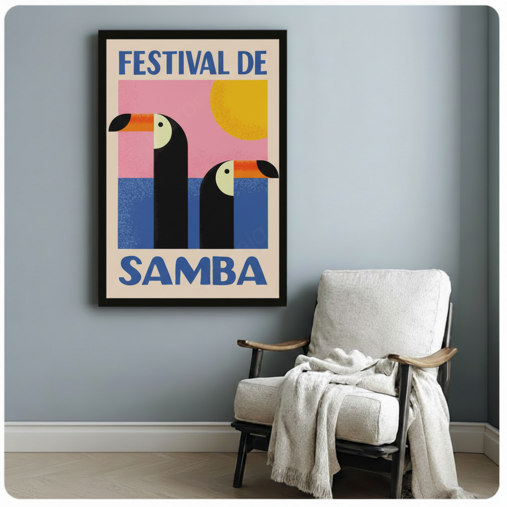 Festival de Samba Toucan Canvas Wall Art – Retro Poster